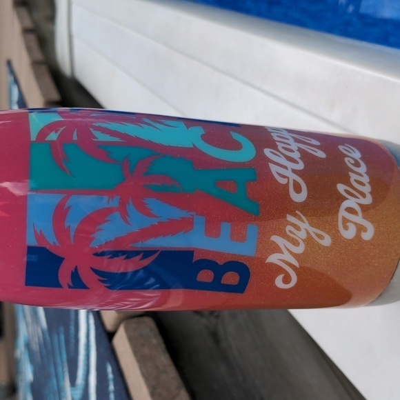 EPOXY Tropical Beach WATER BOTTLE 🏝 Handmade Epoxy Resin MY happy PLACE - Picture 4 of 11